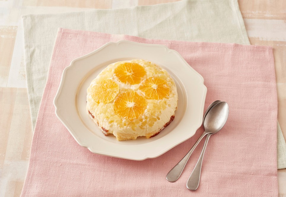 オレンジのフラワーレアチーズケーキ