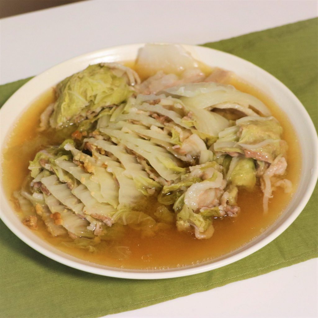 白菜と豚バラの蒸しもの　オイスター風味