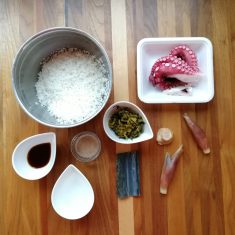 （下準備）米は研いで水気をきっておく。（30分以上ザルにあげておかないこと。乾燥して米が割れてしまいます。）