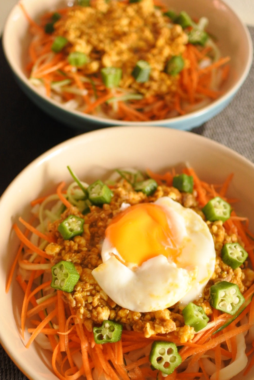 かぼちゃと豆腐の肉味噌うどん