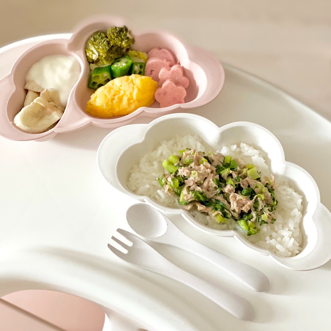 幼児食　小松菜とツナの丼