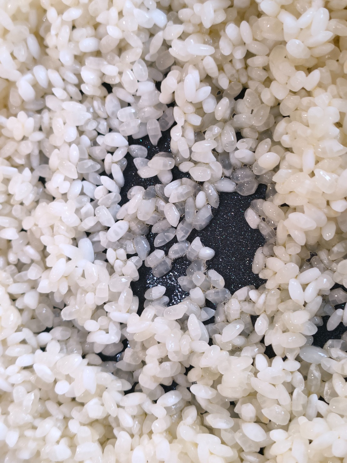 米の透き通り具合は、これくらいです。芯がかるく見えてもかまいません。