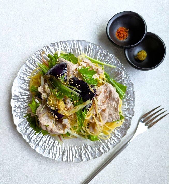 さっぱり美味しい野菜たっぷり豚しゃぶ冷製パスタ