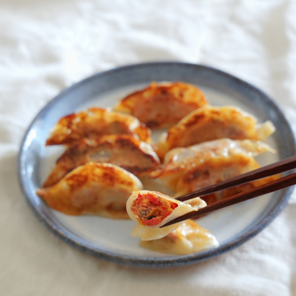 夏野菜の焼き餃子　カレー風味